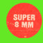 super 8 mm logo made into a circle and placed in the corner. 