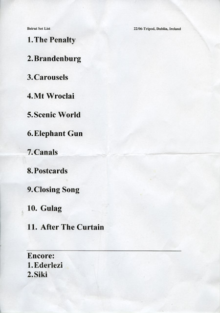 beirut setlist set list